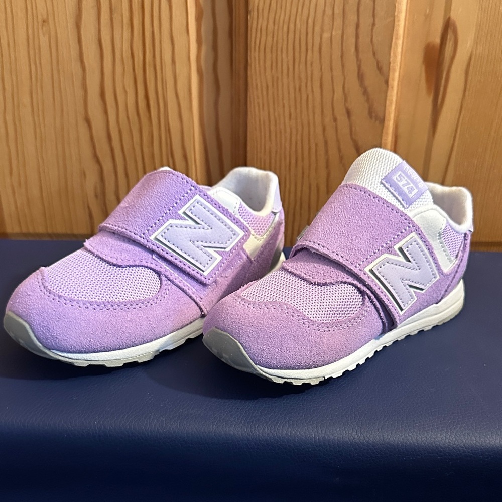 New Balance Kids Lavender and White Sneakers